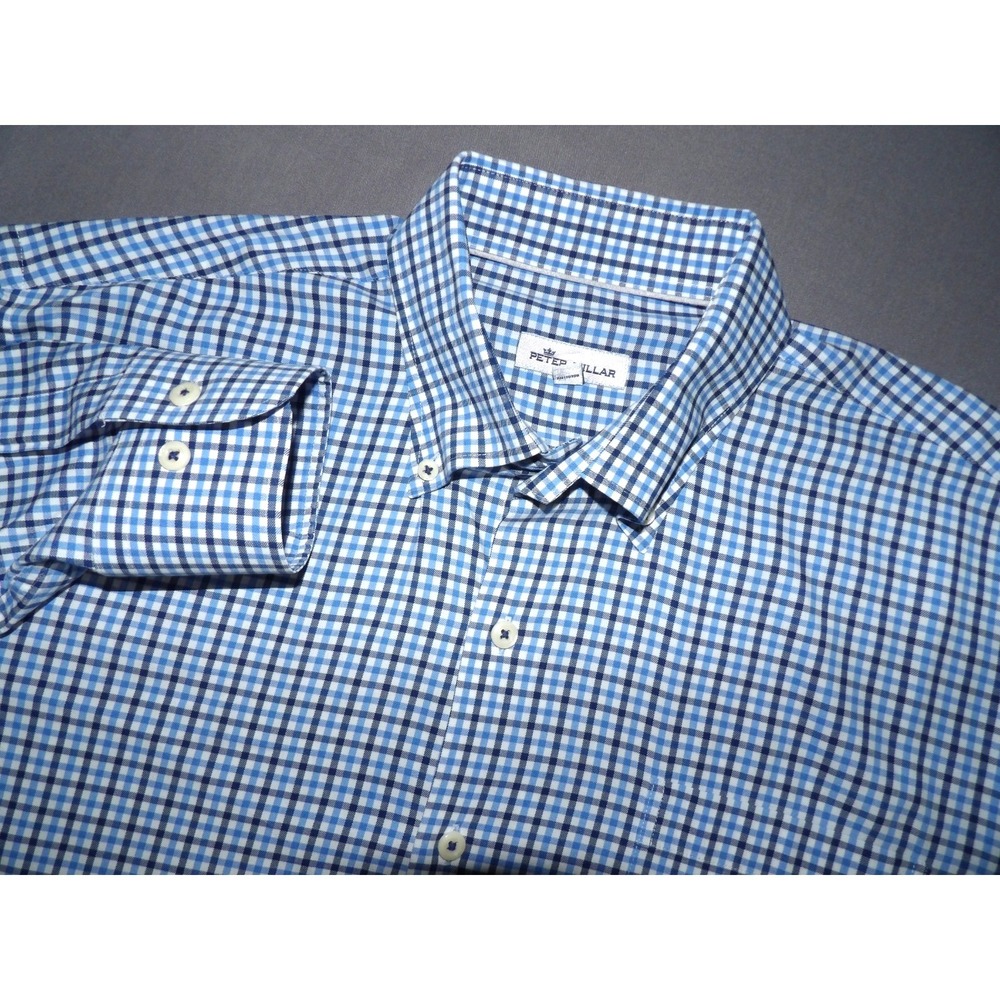 Peter Millar Long Sleeved Checkered Stretch Casual Button Up Shirt Men's Large